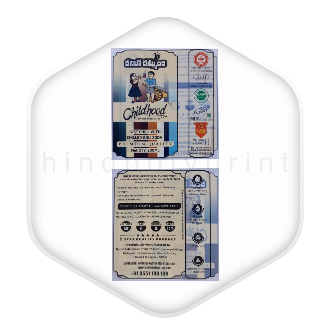 Hind Poly Print PVC Shrink Labels 18